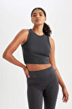 DeFactoFit Crop Bisiklet Yaka Modal Sporcu Basic Düz Atlet D6038AX24AUAR231