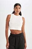 DeFactoFit Crop Bisiklet Yaka Modal Sporcu Basic Düz Atlet D6038AX24AUER105