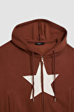 DeFacto Coool Loose Fit Kapüşonlu Baskılı Kalın Kanguru Cepli Fermuarlı Sweatshirt D5317AX24AUBN319