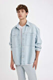 DeFacto Oversize Fit Jean Uzun Kollu Gömlek B5747AX24AUNM39