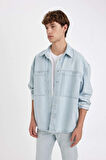 DeFacto Oversize Fit Jean Uzun Kollu Gömlek B5747AX24AUNM39