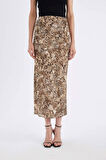 DeFacto A Kesim Yılan Derisi Desenli Esnek Bel Maroken Maxi Etek D6703AX24AUBN529