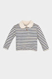 DeFacto Kız Bebek Bebe Yaka Düğmeli İçi Yumuşak Tüylü Çizgili Sweatshirt D4963A524WNIN59