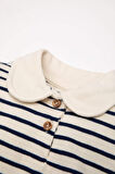 DeFacto Kız Bebek Bebe Yaka Düğmeli İçi Yumuşak Tüylü Çizgili Sweatshirt D4963A524WNIN59
