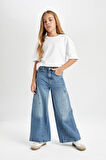 DeFacto Kız Çocuk Wide Leg Kargo Cepli Geniş Bol Paça Jean Pantolon D4689A824AUNM63