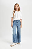 DeFacto Kız Çocuk Wide Leg Kargo Cepli Geniş Bol Paça Jean Pantolon D4689A824AUNM63