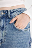 DeFacto Baggy Fit Yüksek Bel Katlamalı Paça Bilek Boy Jean Yıkamalı Pantolon D5442AX24AUNM34