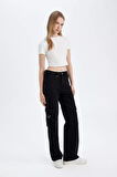 Wide Leg Kargo Yüksek Bel Uzun Jean Pantolon