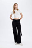 Wide Leg Kargo Yüksek Bel Uzun Jean Pantolon