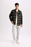 DeFacto Regular Fit Polo Yaka Kareli Flanel Uzun Kollu Gömlek S1238AZ24AUKH206