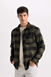 DeFacto Regular Fit Polo Yaka Kareli Flanel Uzun Kollu Gömlek S1238AZ24AUKH206