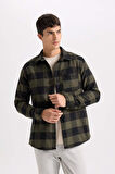 DeFacto Regular Fit Polo Yaka Kareli Flanel Uzun Kollu Gömlek S1238AZ24AUKH206