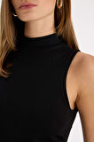 DeFacto Bodycon Vücudu Saran Basic Düz Yarım Balıkçı Yaka Kolsuz Maxi Siyah Elbise D5067AX24AUBK81