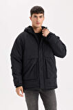 DeFacto Regular Fit Mont Kapüşonlu Fermuarlı Cepli D6010AX24WNBK27