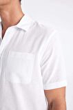 DeFacto Regular Fit Yazlık Keten Karışımlı Polo Yaka Kısa Kollu Beyaz Gömlek D4497AX24SMWT34