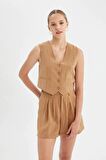 DeFacto Regular Fit V Yaka Modal Blazer Yelek D4041AX24HSBG138