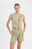 DeFacto Regular Fit V Yaka Modal Blazer Yelek D4041AX24HSGN989