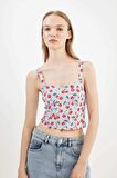 DeFacto Coool Desenli Askılı Poplin Bluz D3516AX24HSBE745