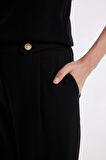 DeFacto Siyah Klasik Chino Kumaş Pantolon Carrot Fit Basic Düz Cepli Yüksek Bel D3892AX24AUBK81