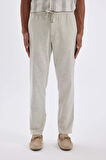DeFacto Yazlık Keten Görünümlü Jogger Pantolon Slim Fit Dar Kesim Düz Paça Pamuklu Cepli D2671AX24AUBG74