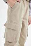 DeFacto Erkek Çocuk Kargo Cepli Beli Bağcıklı Lastikli Paça Jogger Paça Gabardin Pantolon C6623A824AUBG129