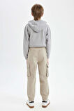 DeFacto Erkek Çocuk Kargo Cepli Beli Bağcıklı Lastikli Paça Jogger Paça Gabardin Pantolon C6623A824AUBG129