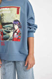 DeFacto Kız Çocuk Hatsune Miku Relax Fit Bisiklet Yaka İçi Yumuşak Tüylü Sweatshirt D1120A824AUIN242