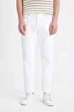 DeFacto The 90's Slim Fit Dar Kalıp Yüksek Bel Dar Paça Beyaz Jean Pantolon D4463AX24HSWT34
