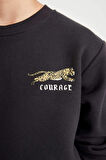 DeFacto Erkek Çocuk Baskılı Bisiklet Yaka Baskılı Kalın Siyah Sweatshirt D3091A824AUAR138