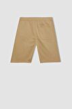 DeFacto Regular Fit Esnek Bantlı Paça Gabardin Bermuda Şort D2899AX24HSBG161