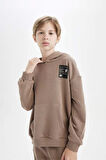 DeFacto Erkek Çocuk Oversize Geniş Kalıp Kapüşonlu Cepli Kalın Okul Sweatshirt D1644A824AUBN551