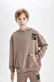 DeFacto Erkek Çocuk Oversize Geniş Kalıp Kapüşonlu Cepli Kalın Okul Sweatshirt D1644A824AUBN551