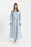 DeFacto Desenli Uzun Kollu Poplin Maxi Elbise C9719AX24HSBE695