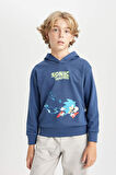 DeFacto Erkek Çocuk Sonic the Hedgehog Kapüşonlu Sırt Baskılı Sweatshirt C4520A824AUIN120