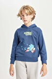DeFacto Erkek Çocuk Sonic the Hedgehog Kapüşonlu Sırt Baskılı Sweatshirt C4520A824AUIN120