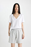 DeFacto Regular Fit Normal Bel Düz Paça Basic Düz Bermuda Şort U4570AZ24HSGR210