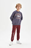 DeFacto Erkek Çocuk Oversize Geniş Kalıp Bisiklet Yaka Yazı Baskılı Okul Sweatshirt D0983A824AUIN254