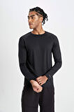 DeFactoFit Slim Fit Dar Kesim Bisiklet Yaka Baskılı Sporcu Uzun Kollu Tişört C8370AX24HSBK81