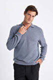 DeFacto Regular Fit Polo Yaka Jakarlı Sweatshirt A9785AX24AUBE729