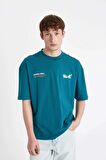DeFacto Oversize Fit Bisiklet Yaka Sırt Baskılı Kısa Kollu Tişört A4004AX24SMGN1020