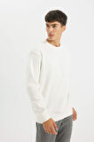 DeFacto Oversize Geniş Kalıp Bisiklet Yaka Kalın Basic Düz Sweatshirt T5139AZ24AUWT32