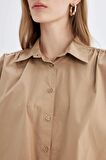 DeFacto Crop Poplin Kısa Kollu Gömlek D1200AX24SMBN156