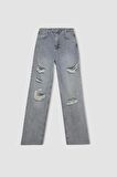 DeFacto 90's Wide Leg Yırtık Detaylı Yüksek Bel Uzun Jean Yıkamalı Pantolon C8606AX24HSNM55