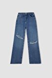 DeFacto 90's Wide Leg Yırtık Detaylı Yüksek Bel Uzun Jean Yıkamalı Pantolon C8607AX24HSNM34