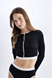 DeFacto Regular Fit Uzun Kollu Sörf Bikini Üstü-Fall in Love D1079AXNSBK81