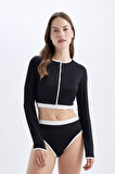 DeFacto Regular Fit Uzun Kollu Sörf Bikini Üstü-Fall in Love D1079AXNSBK81