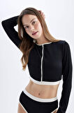 DeFacto Regular Fit Uzun Kollu Sörf Bikini Üstü-Fall in Love D1079AXNSBK81