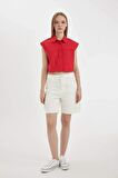 DeFacto Oversize Fit Flamlı Pamuk Kolsuz Gömlek D0358AX24SMRD59