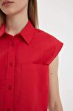 DeFacto Oversize Fit Flamlı Pamuk Kolsuz Gömlek D0358AX24SMRD59