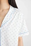 DeFacto Pijama Takımı Regular Fit Desenli Kısa Kollu Üst Şort Altı-Fall in Love D1527AX24SMER98